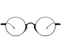 BS1913-0005_Black_Oval_Metal_Glasses_front