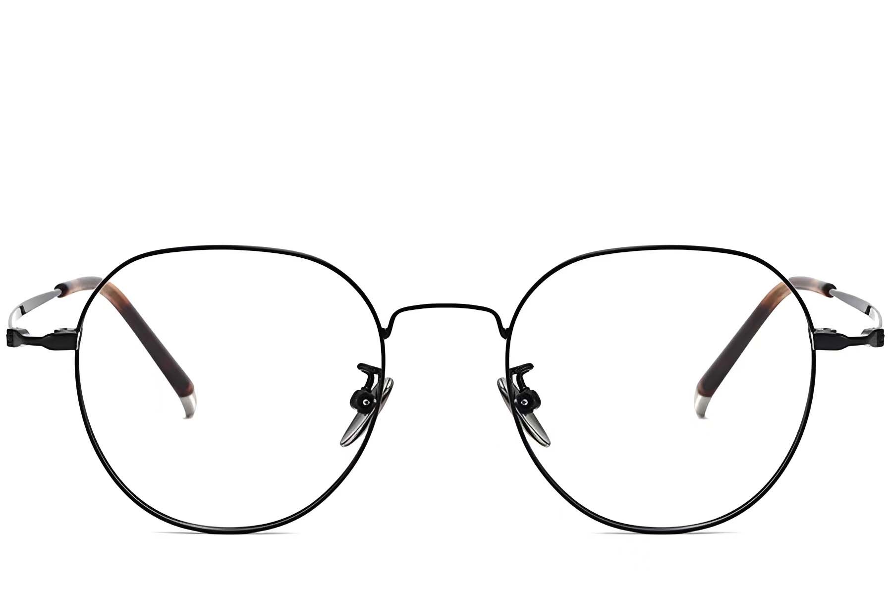 BS1913-0015_Black_Oval_Metal_Glasses_front