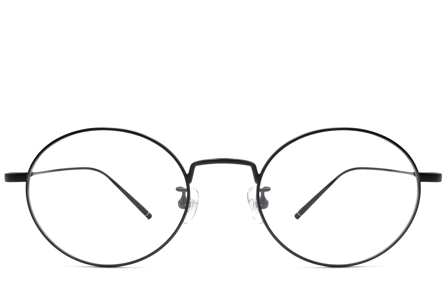 BS1913-0066_Black_Oval_Titanium_Glasses_front