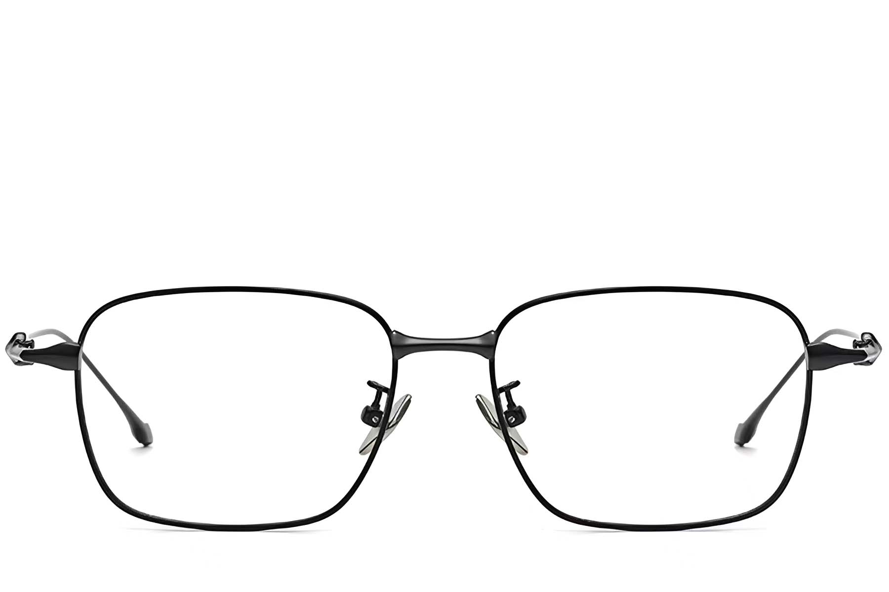 BS1913-0112_Black_Rectangular_Titanium_Glasses_front