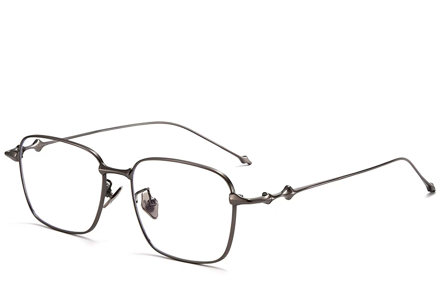 Lunettes rectangulaires en titane gris #BS1913-0113