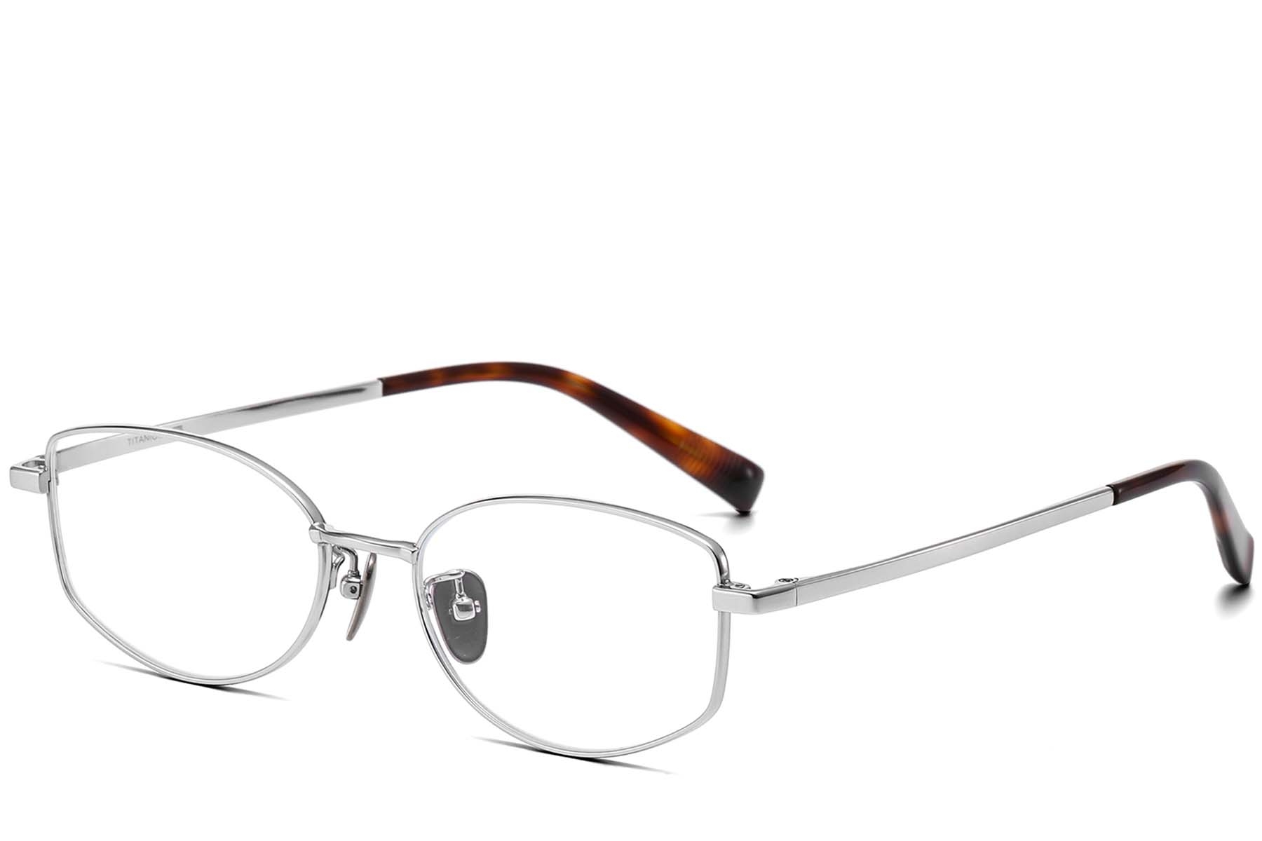 Oval Silver Titanium Glasses #BS1913-0114