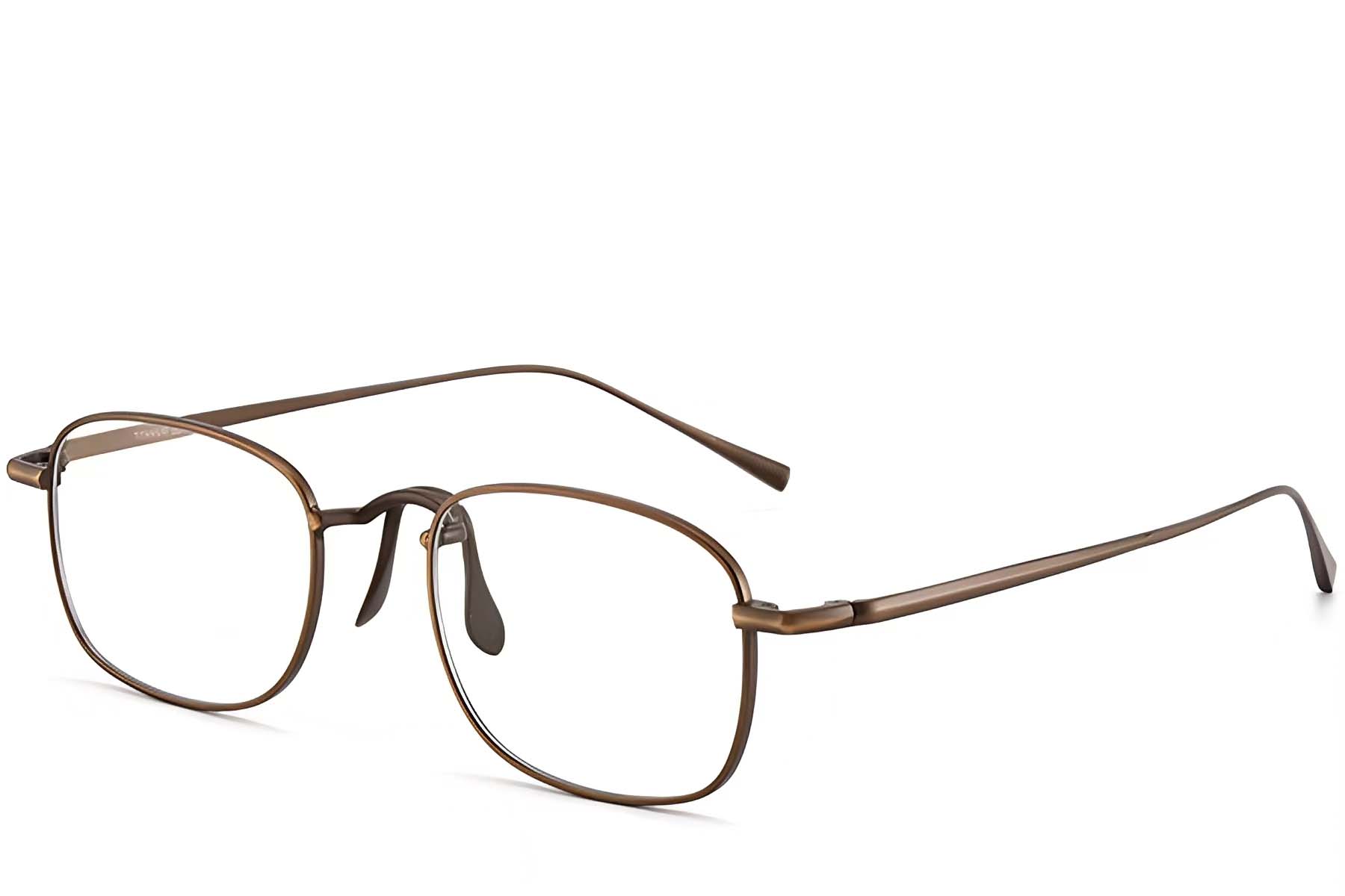 Rectangular Brown Titanium Glasses #BS1913-0144