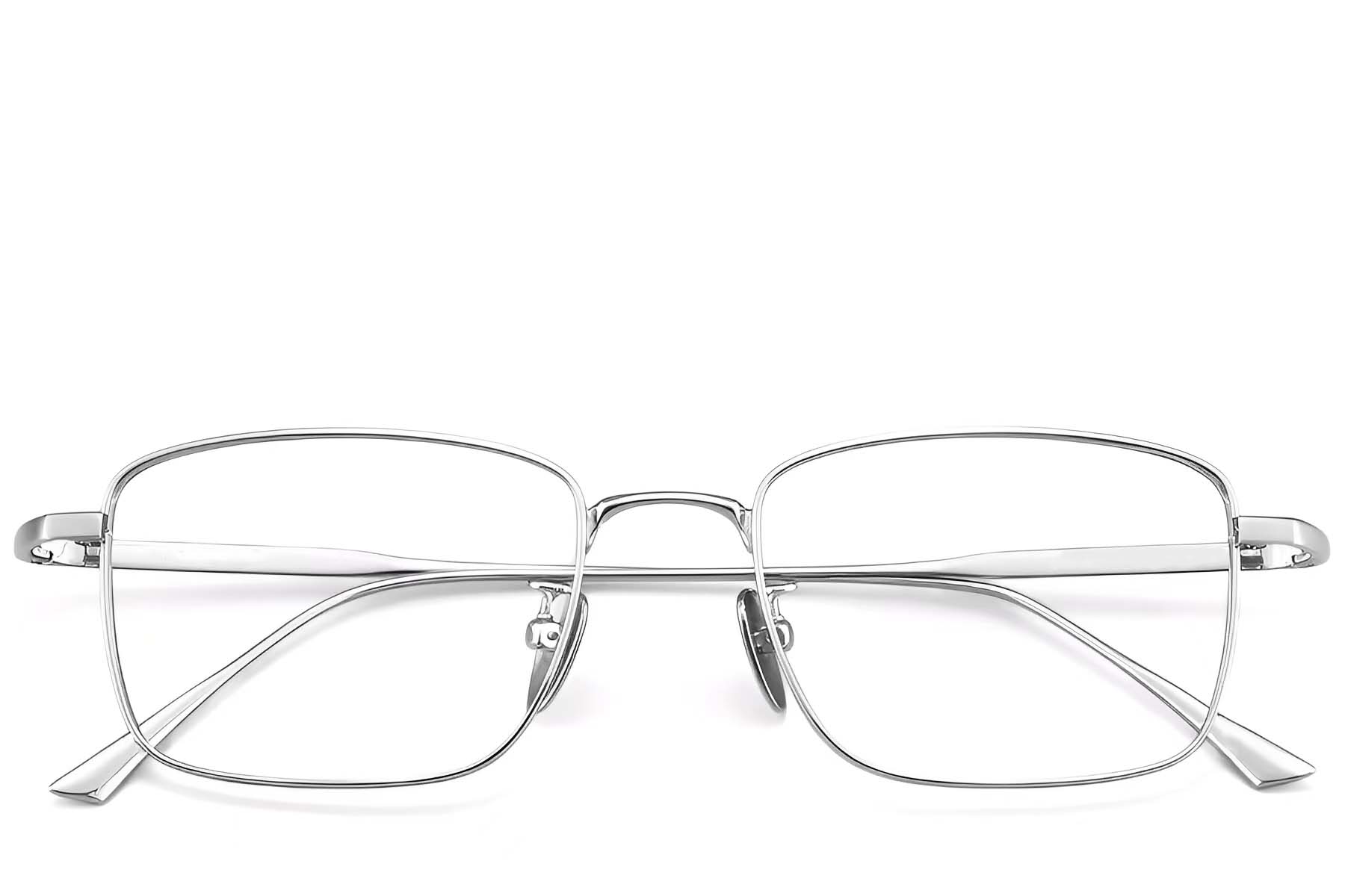 BS1913-0156_Silver_Rectangular_Titanium_Glasses_front