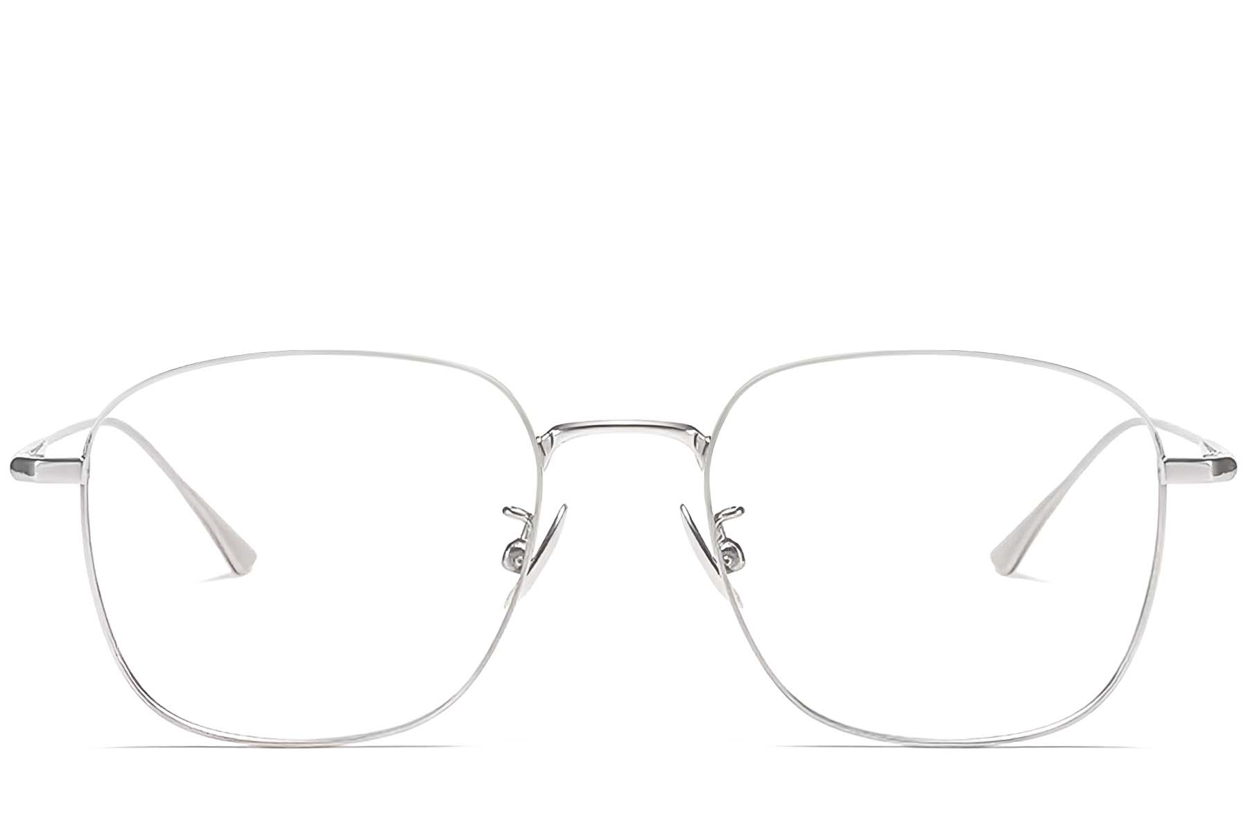 BS1913-0162_Silver_Rectangular_Titanium_Glasses_front