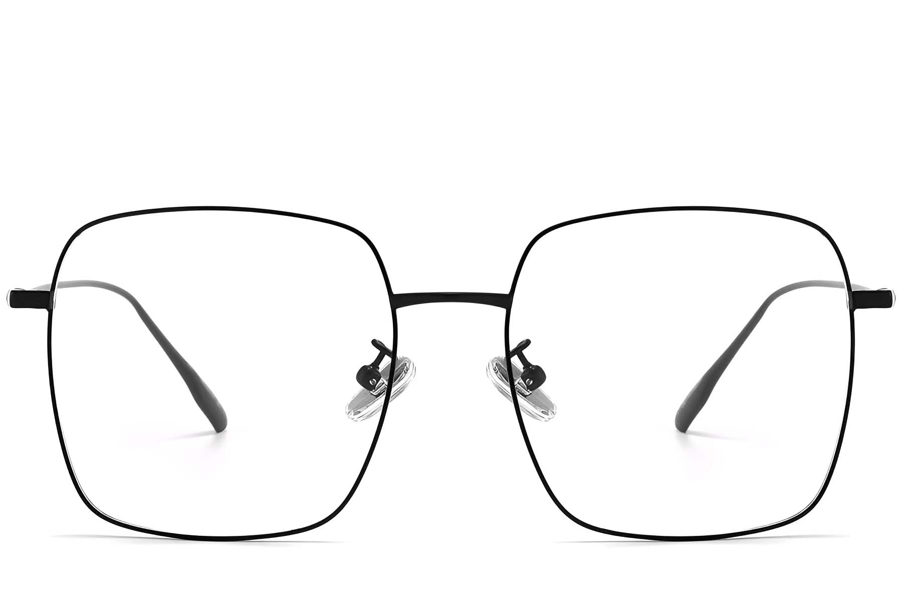 BS1913-0172_Black_Rectangular_Titanium_Glasses_front