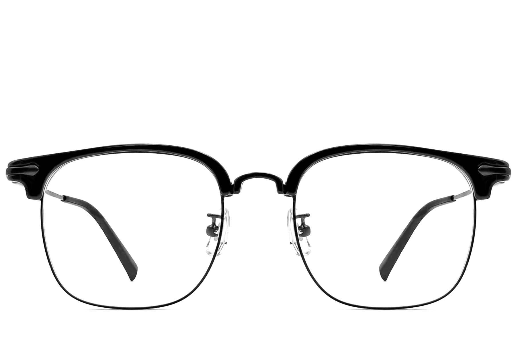 BS1913-0196_Black_Semi-rimless_TR90_Glasses_front