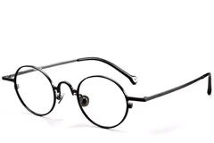 Lunettes rondes en titane noir #BS1913-0201