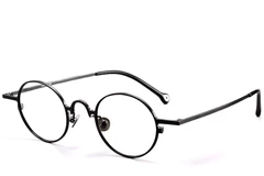Runde schwarze Titanbrille #BS1913-0201