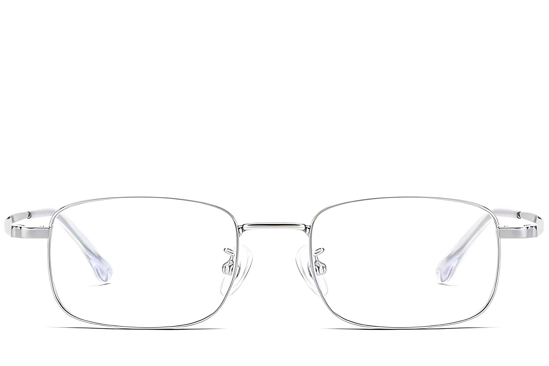 BS1913-0214_Silver_Rectangular_Titanium_Glasses_front