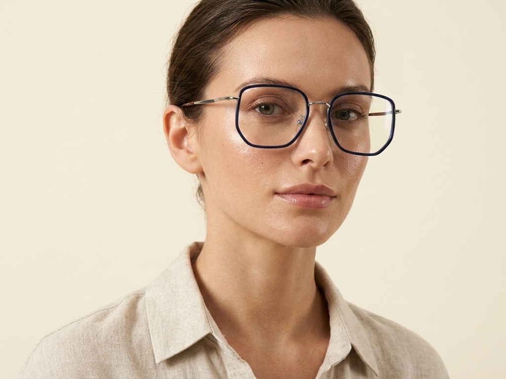 Geometric Blue Metal Glasses #BS1913-0234