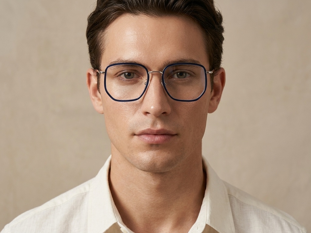 Geometric Blue Metal Glasses #BS1913-0234