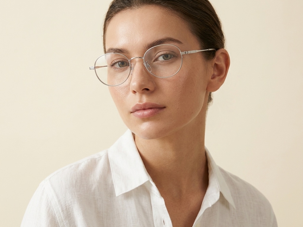 Oval Silver Titanium Glasses #BS1913-0249