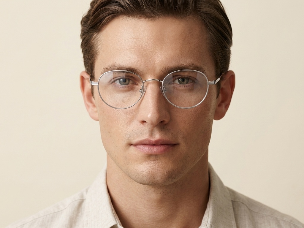 Oval Silver Titanium Glasses #BS1913-0249
