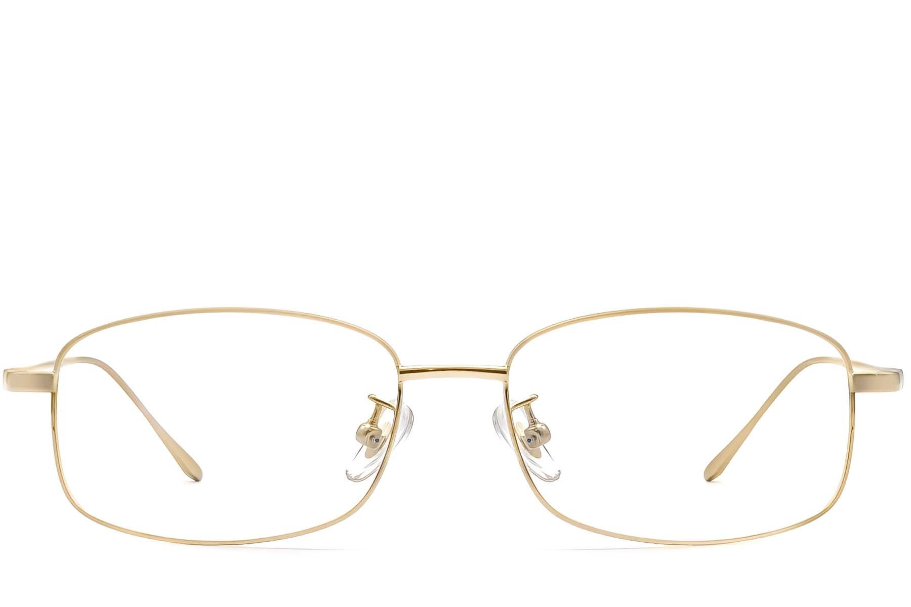 BS1913-0312_Golden_Rectangular_Titanium_Glasses_front
