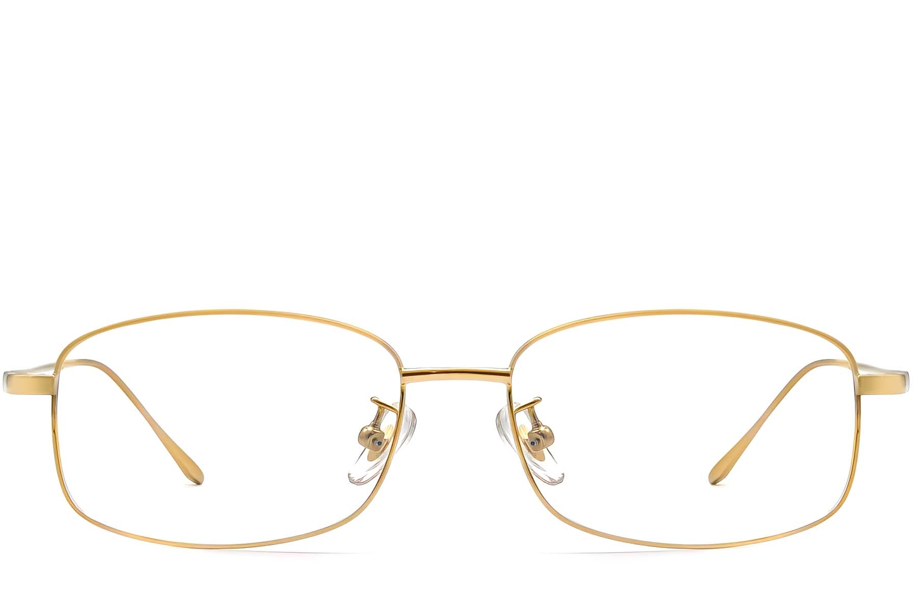 BS1913-0313_Golden_Rectangular_Titanium_Glasses_front
