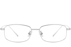 BS1913-0314_Silver_Rectangular_Titanium_Glasses_front