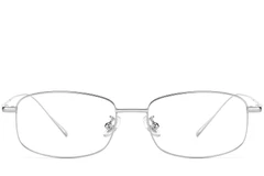 BS1913-0314_Silver_Rectangular_Titanium_Glasses_front