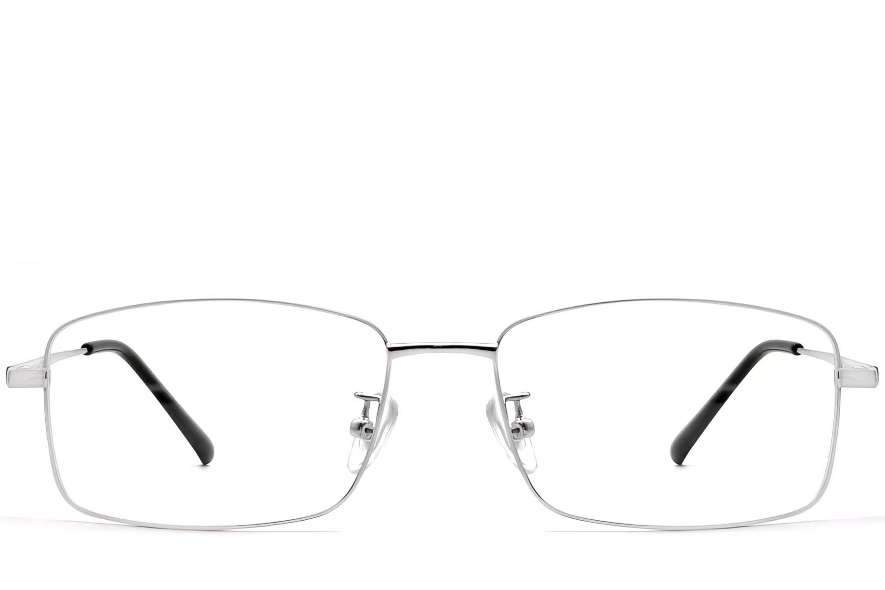 BS1913-0318_Silver_Rectangular_Titanium_Glasses_front