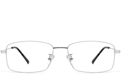 BS1913-0318_Silver_Rectangular_Titanium_Glasses_front