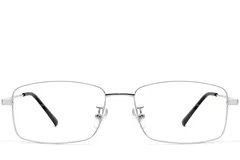 BS1913-0318_Silver_Rectangular_Titanium_Glasses_front