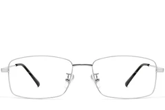 BS1913-0318_Silver_Rectangular_Titanium_Glasses_front