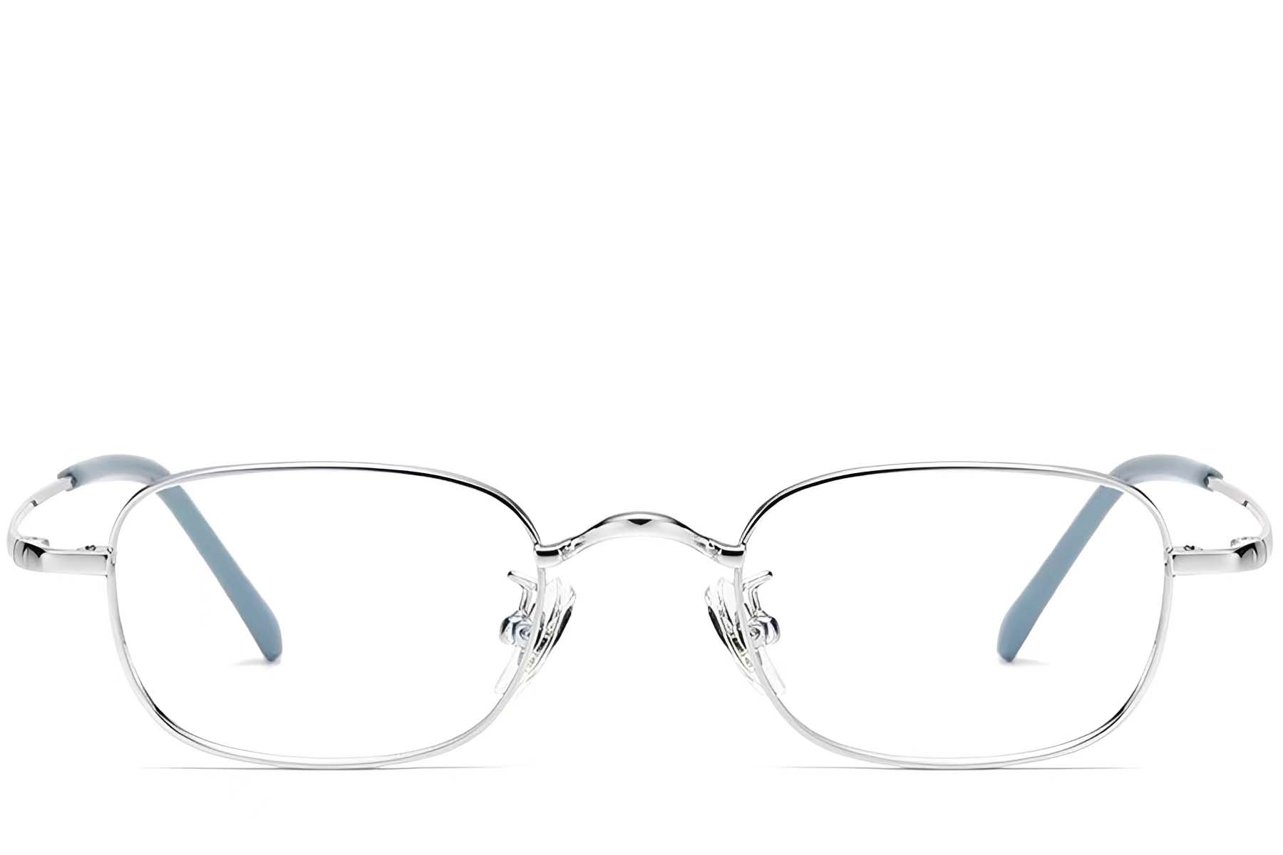 BS1913-0330_Silver_Rectangular_Titanium_Glasses_front