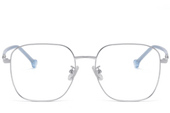 BS1913-0344_Silver_Rectangular_Metal_Glasses_front