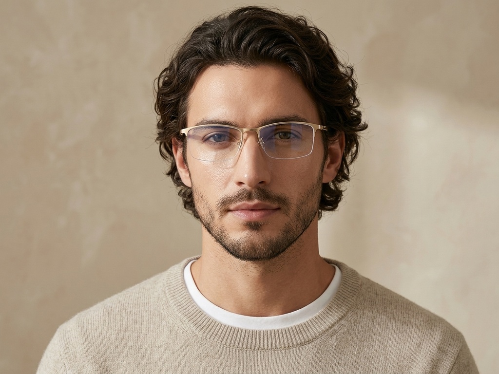 BS1913-0347_Golden_Semi-rimless_Titanium_Glasses-tryon_male