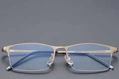 BS1913-0347_Golden_Semi-rimless_Titanium_Glasses_front