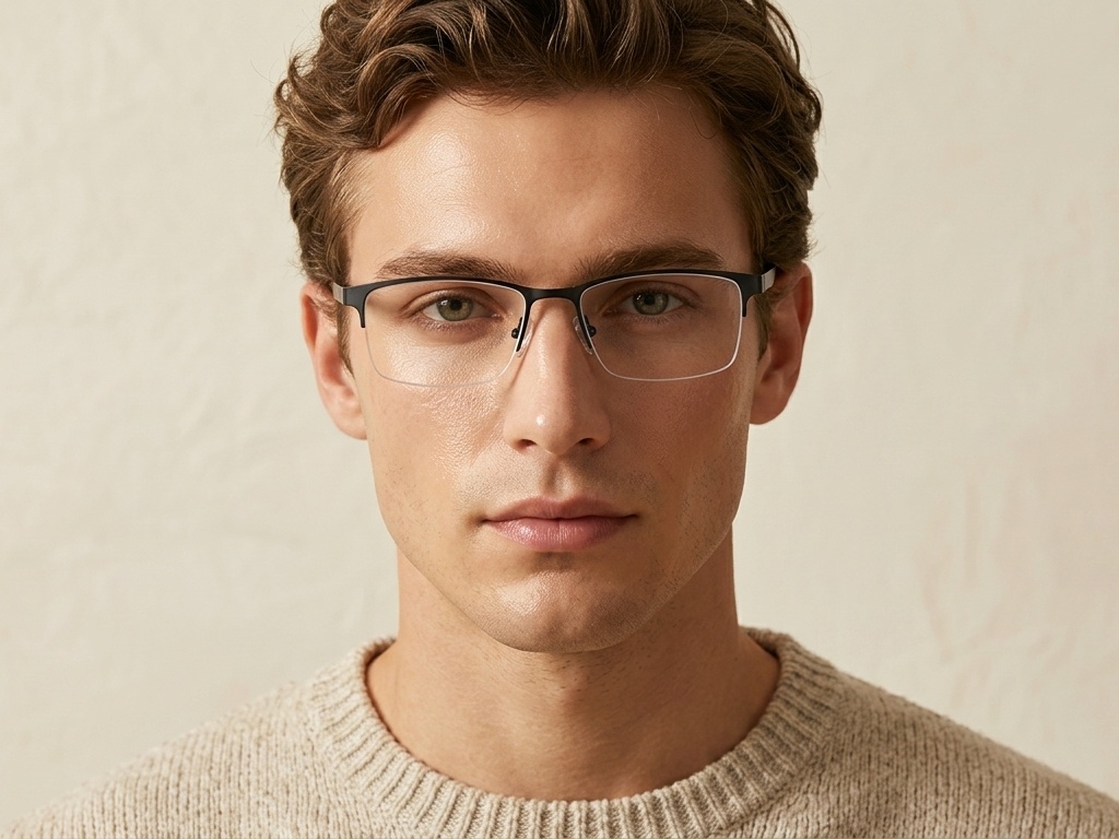 BS1913-0348_Black_Semi-rimless_Titanium_Glasses-tryon_male
