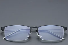 BS1913-0348_Black_Semi-rimless_Titanium_Glasses_front
