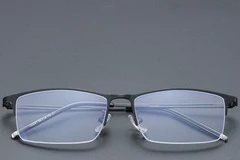 BS1913-0348_Black_Semi-rimless_Titanium_Glasses_front
