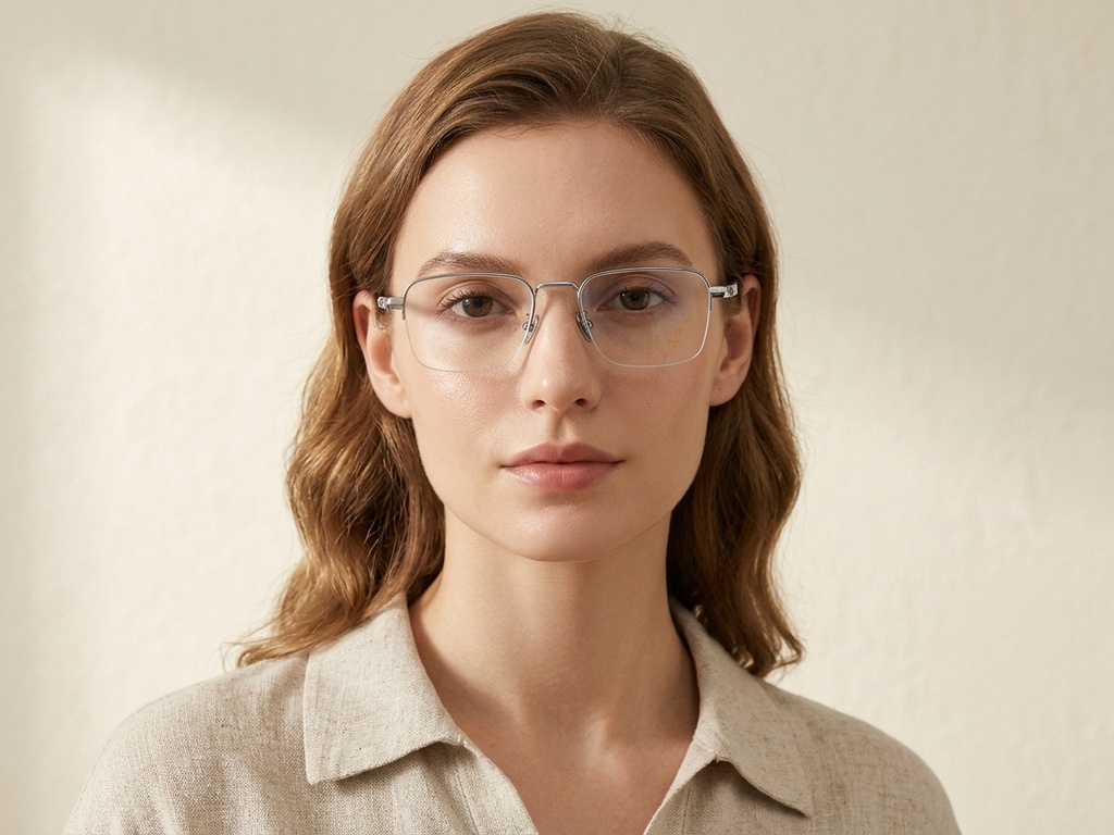 BS1913-0354_Grey_Semi-rimless_Titanium_Glasses-tryon_female