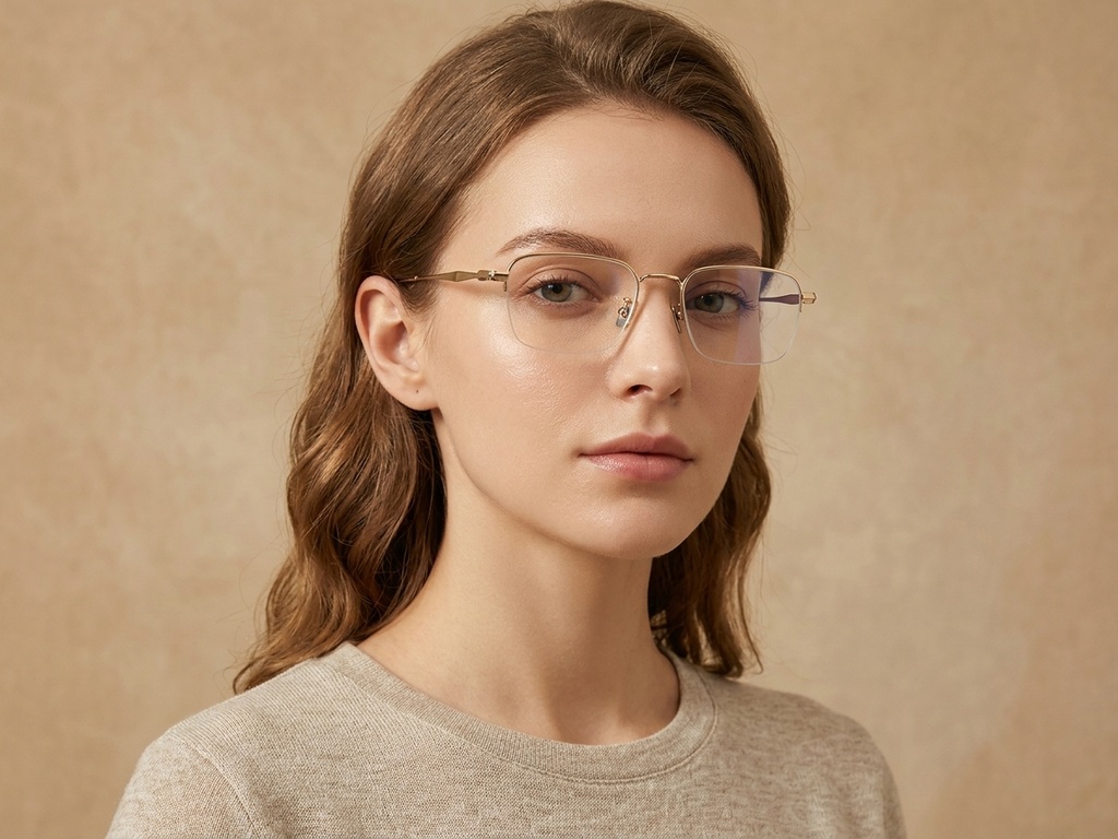 BS1913-0355_Golden_Semi-rimless_Titanium_Glasses-tryon_female
