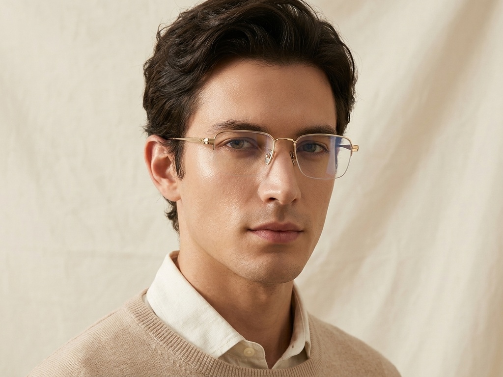 BS1913-0355_Golden_Semi-rimless_Titanium_Glasses-tryon_male