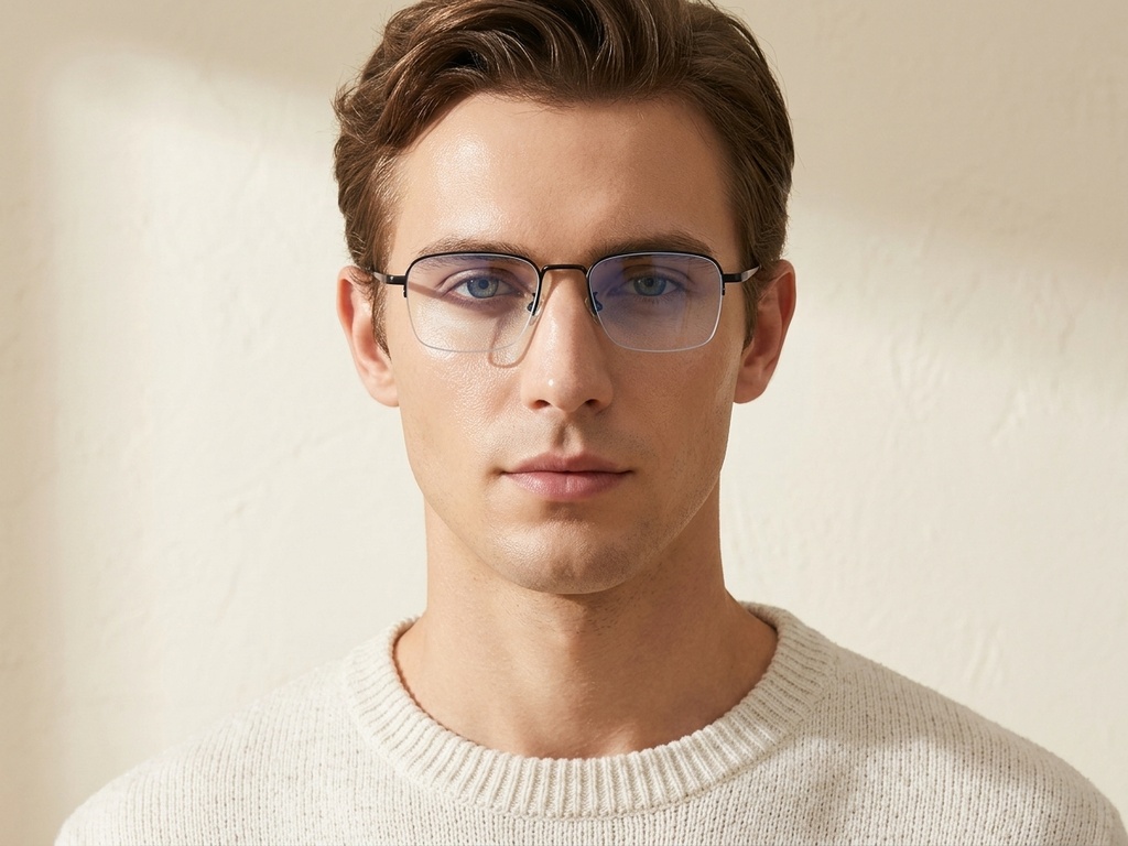 BS1913-0357_Black_Semi-rimless_Titanium_Glasses-tryon_male