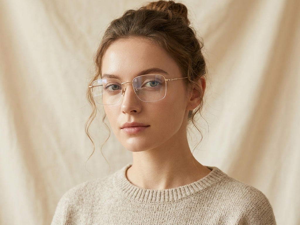 BS1913-0359_Golden_Semi-rimless_Titanium_Glasses-tryon_female