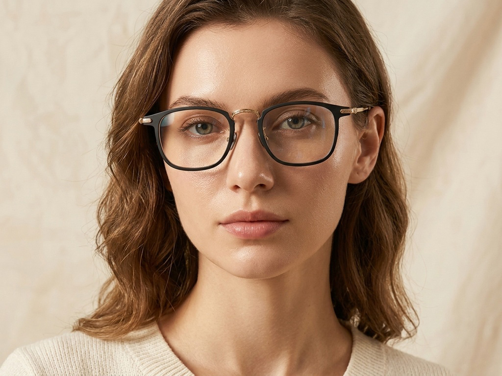 BS1913-0373_Black_Rectangular_Titanium_Glasses-tryon_female