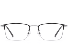 BS1913-0387_Silver_Rectangular_Metal_Glasses_front