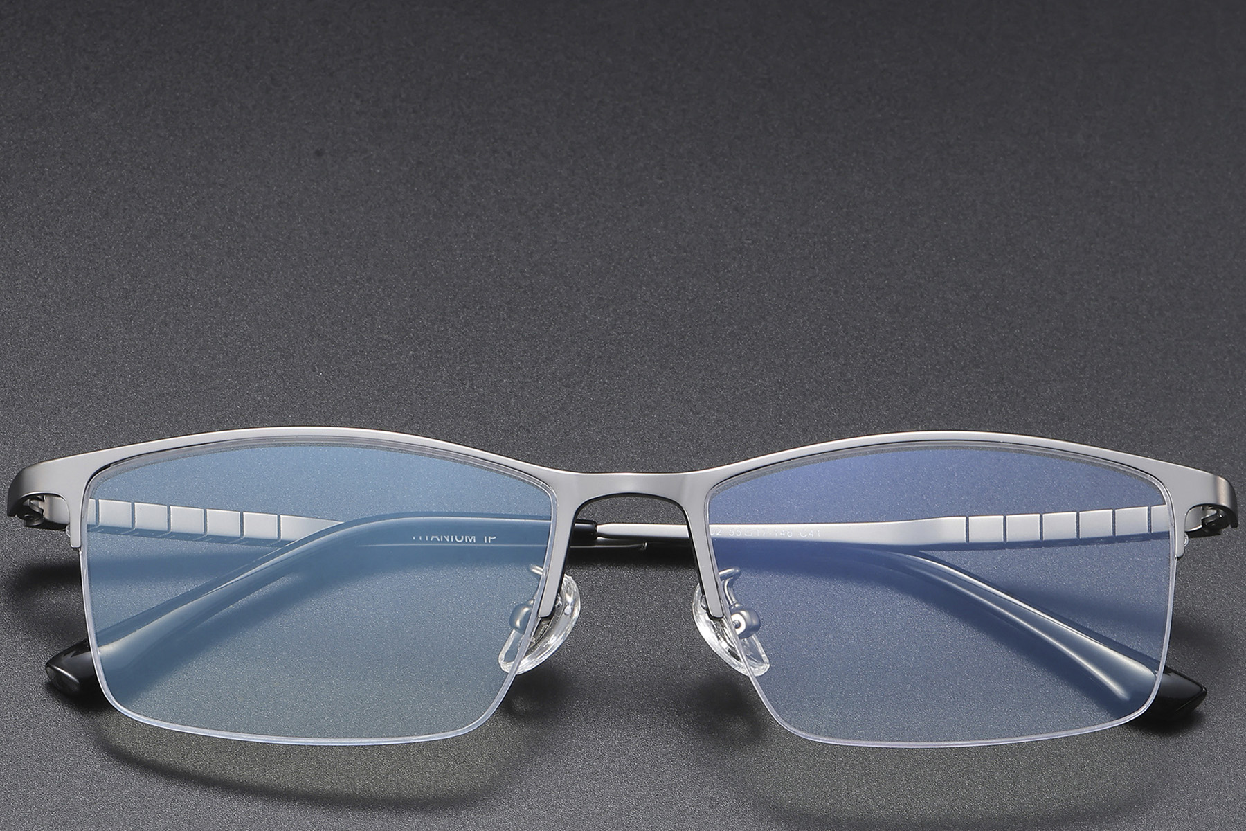 BS1913-0388_Grey_Semi-rimless_Titanium_Glasses_front