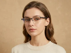 BS1913-0390_Black_Semi-rimless_Titanium_Glasses-tryon_female
