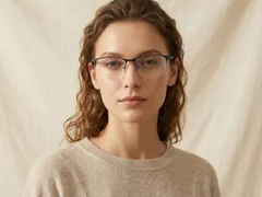BS1913-0392_Black_Semi-rimless_Titanium_Glasses_corner-tryon_female