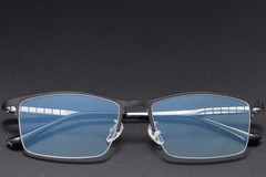 BS1913-0392_Black_Semi-rimless_Titanium_Glasses_front