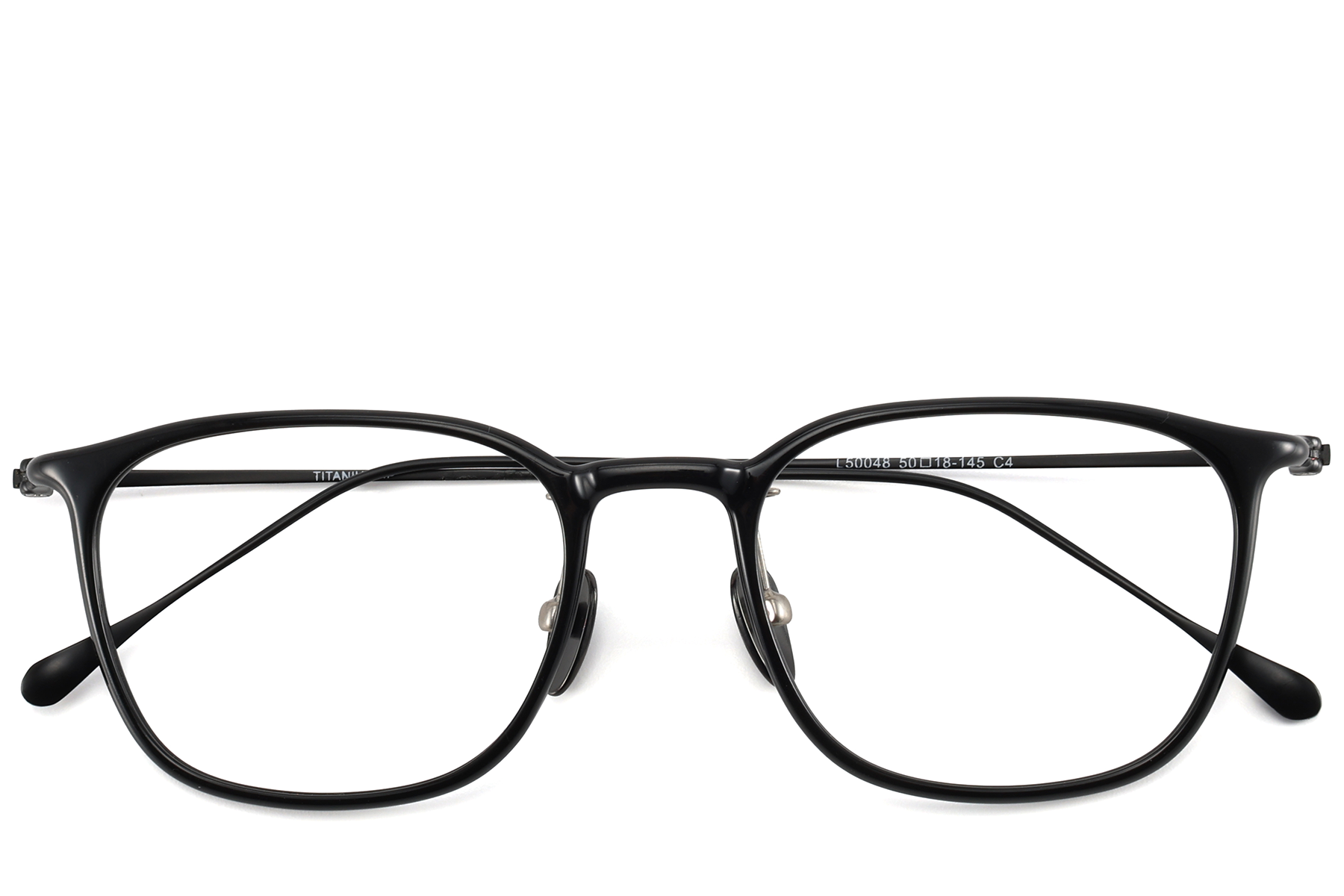 BS1913-0396_Black_Rectangular_Titanium_Glasses_front
