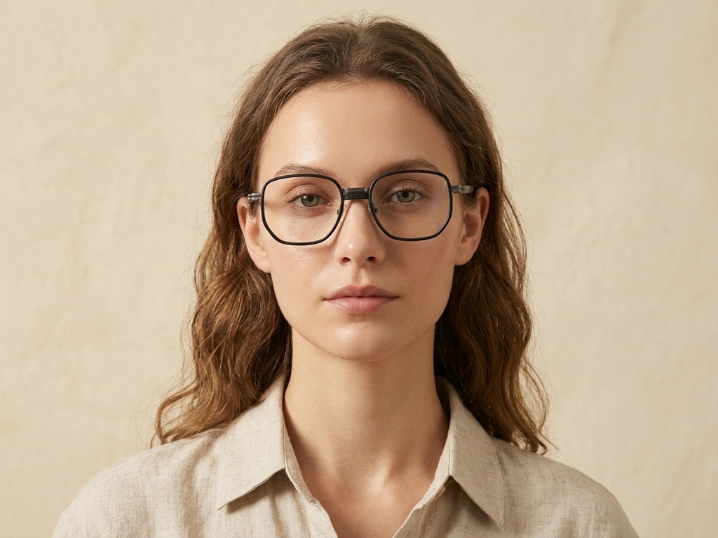 BS1913-0397_Black_Geometric_Titanium_Glasses-tryon_female