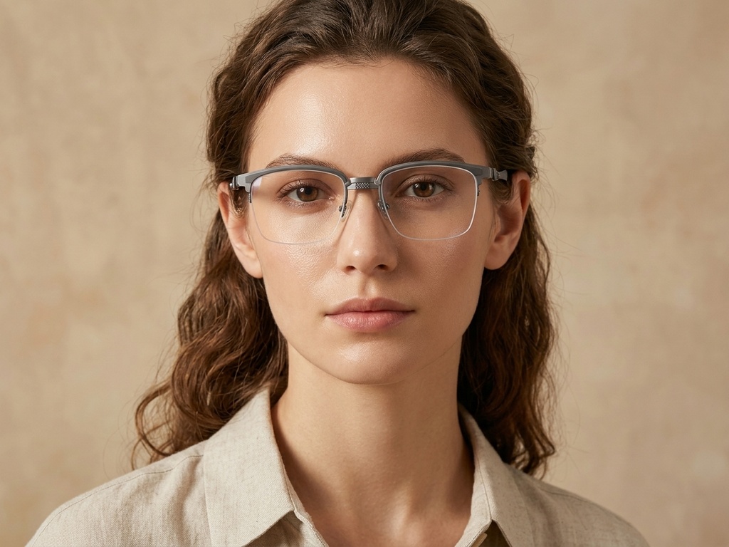 BS1913-0404_Grey_Semi-rimless_Titanium_Glasses-tryon_female