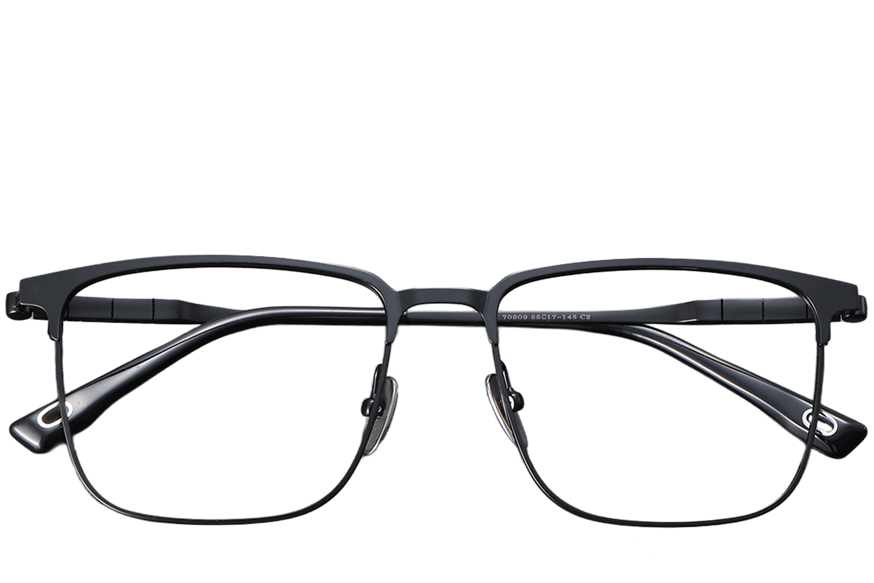 BS1913-0412_Black_Rectangular_Titanium_Glasses_front