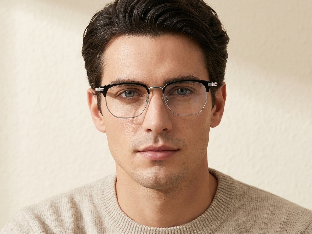 BS1913-0422_Black_Geometric_Titanium_Glasses_front