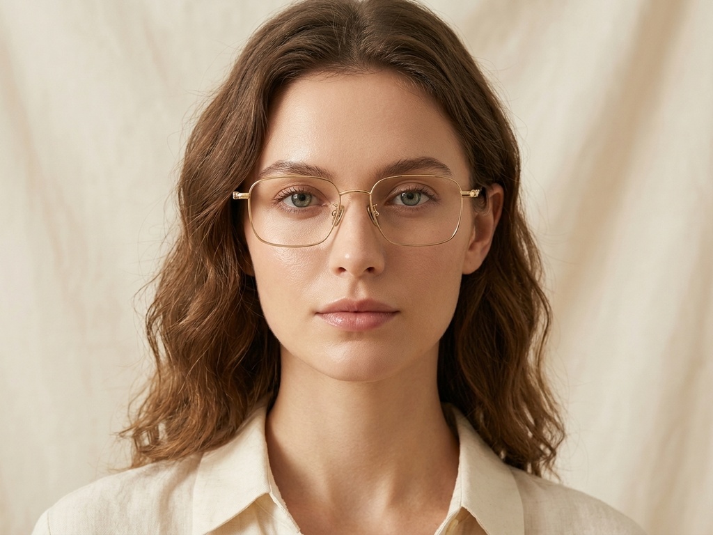 BS1913-0424_Golden_Rectangular_Titanium_Glasses_front